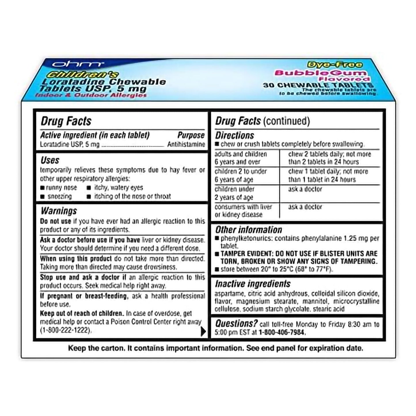 LORATADINE, TAB CHEW CHILD 5MG(30/BT)