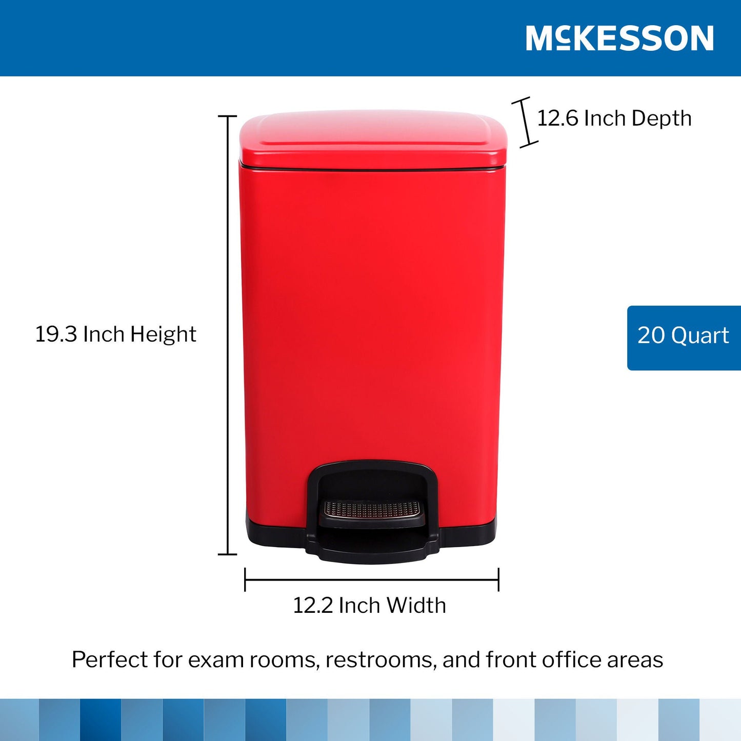 WASTECAN, STEP-ON SQ METAL RED20QT
