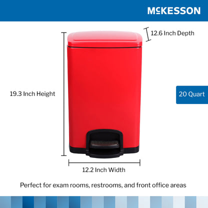 WASTECAN, STEP-ON SQ METAL RED20QT