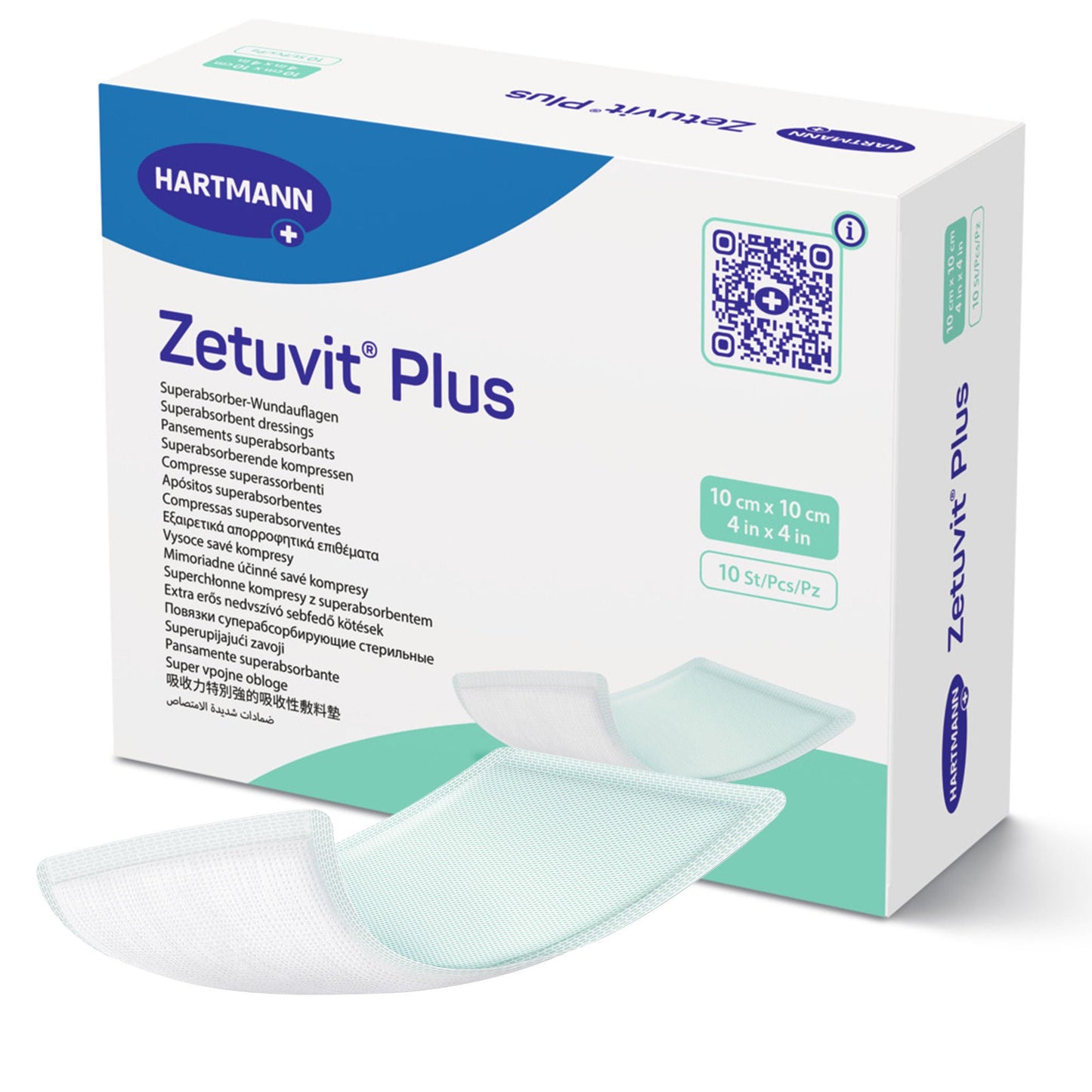 DRESSING, WOUND ZETUVIT PLUS W/SAP 4"X4" (10/BX)