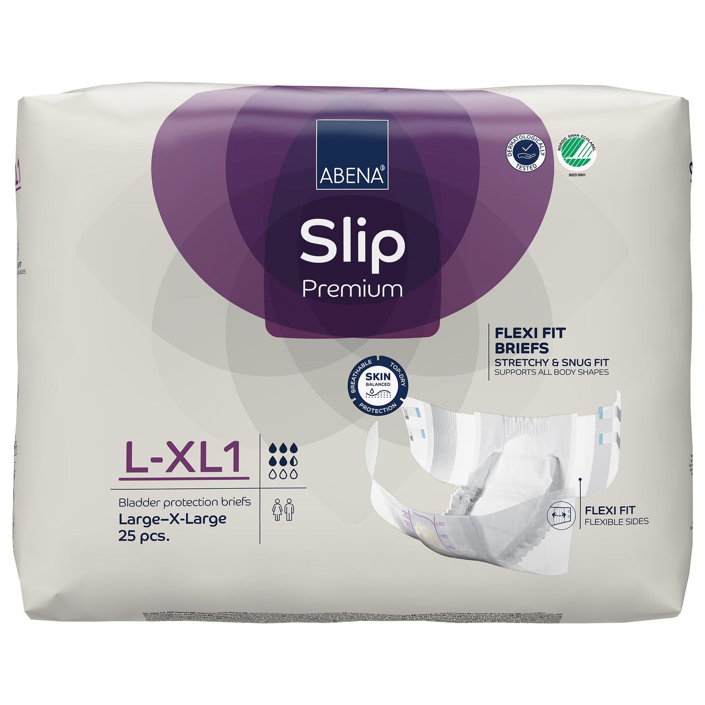 BRIEF, INCONT SLIP FLEX FIT PREM L1-XL1 LG/XLG (25/PK 4PK/CS