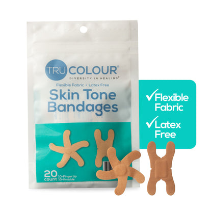 BANDAGE, KNUCKLE ADH TRU-COLOUR BGE ASTD (20/PK 50PK/CS)