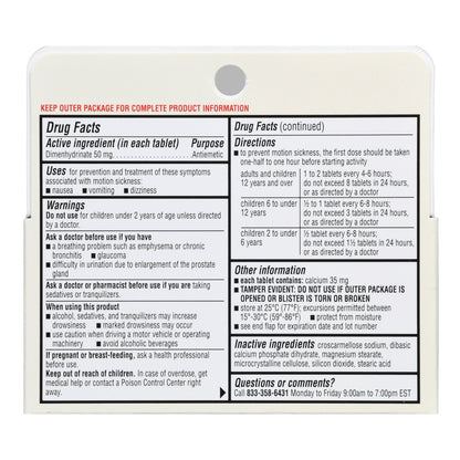 MOTION SICKNESS ORIG, TAB FT 50MG(12/BX)