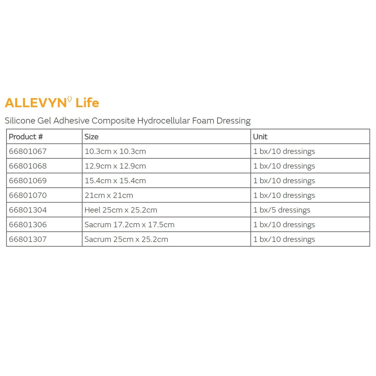 DRESSING, WND ALLEVY LIFE LF SIL ADH (10/BX 4BX/CS
