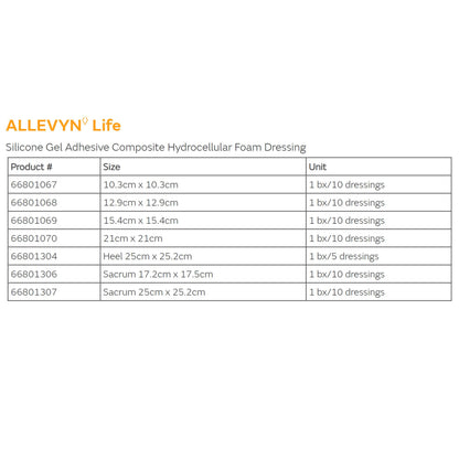 DRESSING, WND ALLEVY LIFE LF SIL ADH (10/BX 4BX/CS