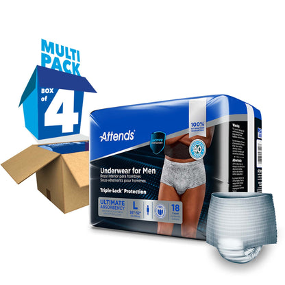 UNDERWEAR, ATTENDS ULT MALE LG/XLG (18/BG 4BG/CS)
