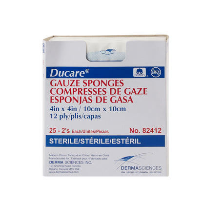 SPONGE, GAUZE 12PLY STR 2'S 4"X4" (25PK/BX 24BX/CS)
