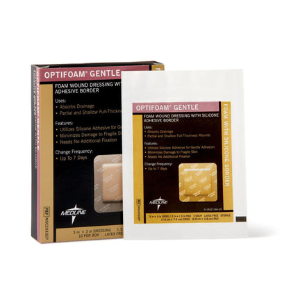 DRESSING, OPTIFOAM ADH GENTLE BORDER 3"X3" (10/BX 10BX/CS)