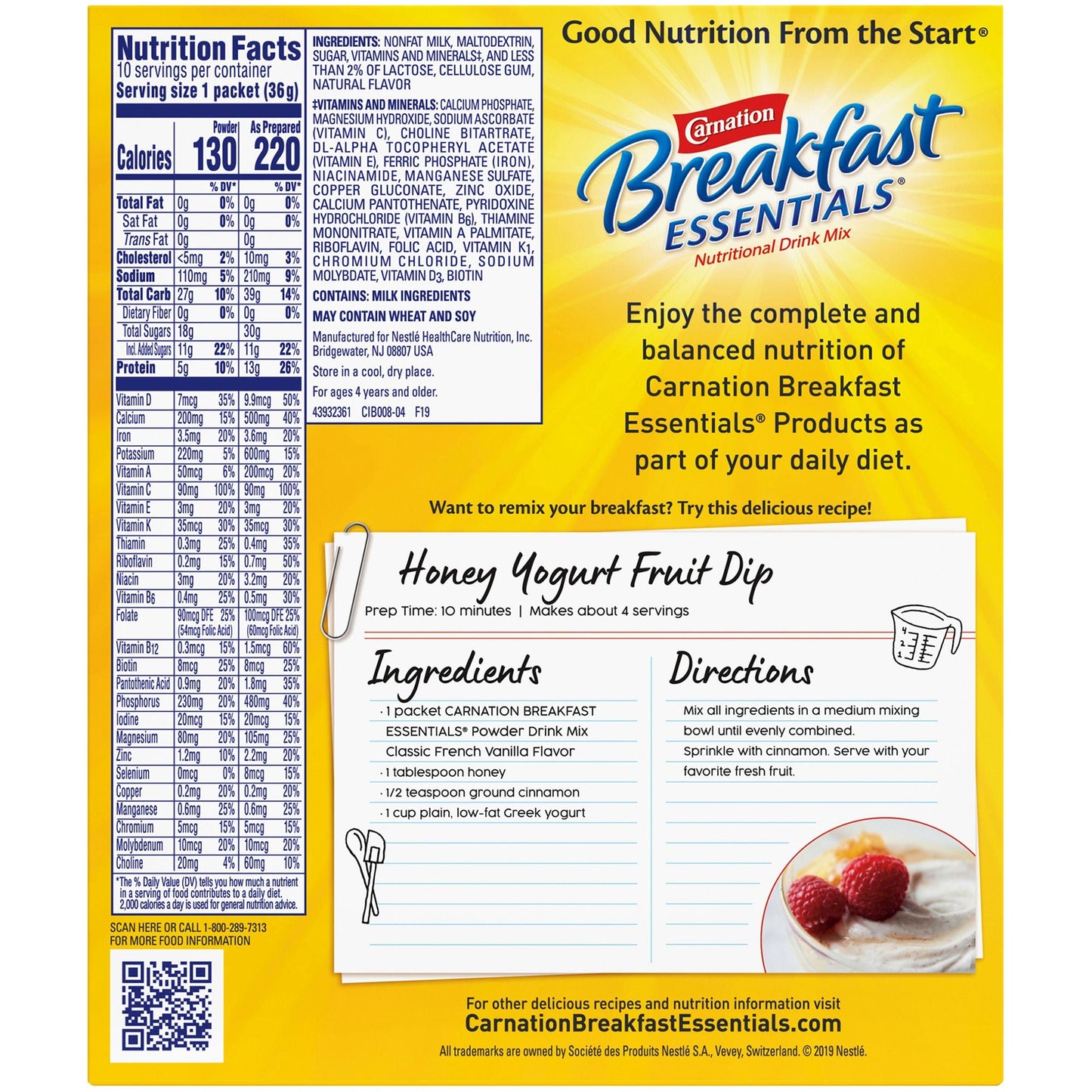 CARNATION BREAKFAST ESSENTIAL,PDR FR VAN (10/BX