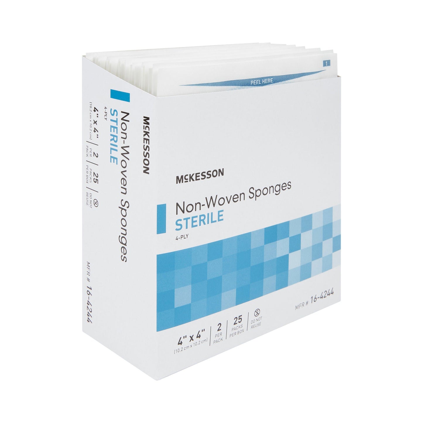 SPONGE, N/WOVN 4PLY 4"X4" STR 2'S (25PK/BX)