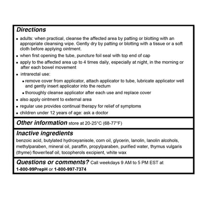 PREPARATION H, OINT HEMORRHOIDAL 0.25%-14% 1OZ