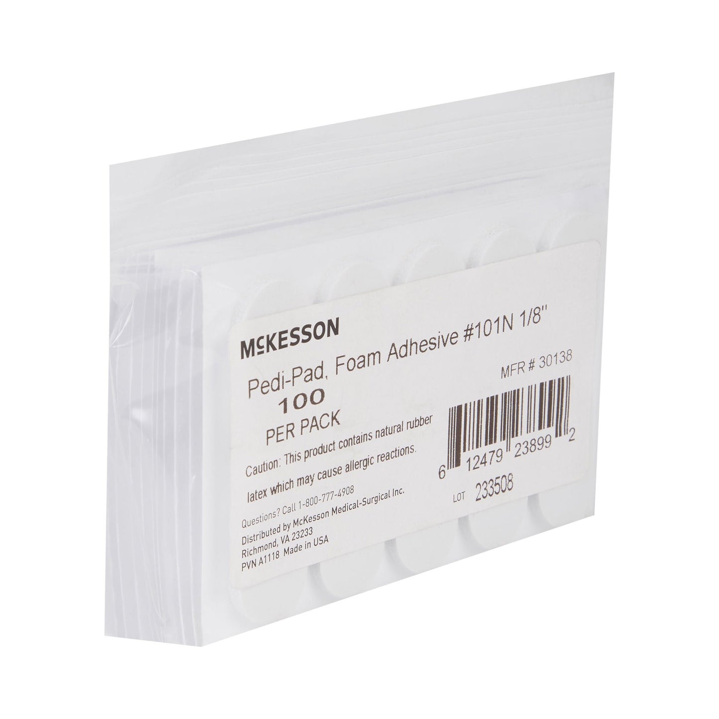 PEDI-PAD, FOAM ADH WHT #101-NAARROW 1/8" (100/PK 10PK/CS)