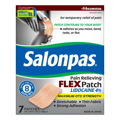 SALONPAS, PATCH LIDOCAINE FLEX(7/EA 5/PK 8PK/CS)