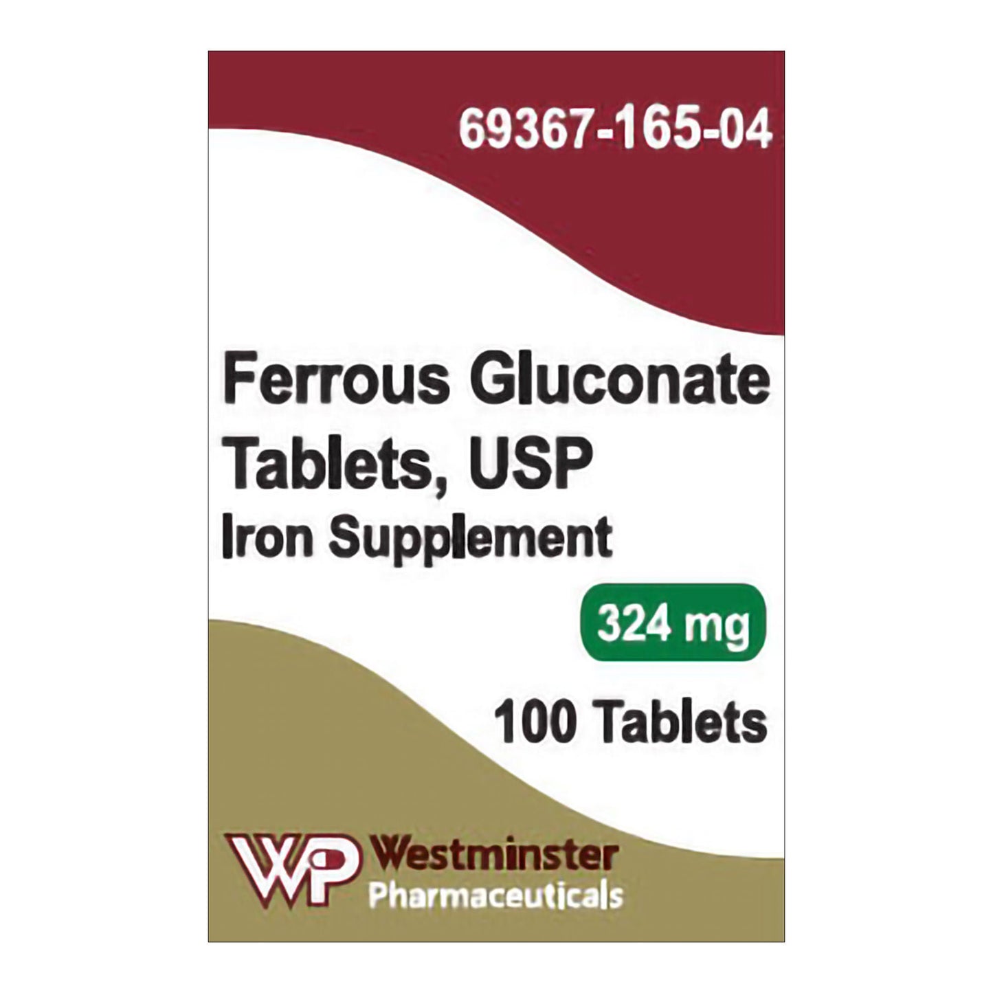 FERROUS GLUCONATE, TAB 324MG-38MG (100/BT)