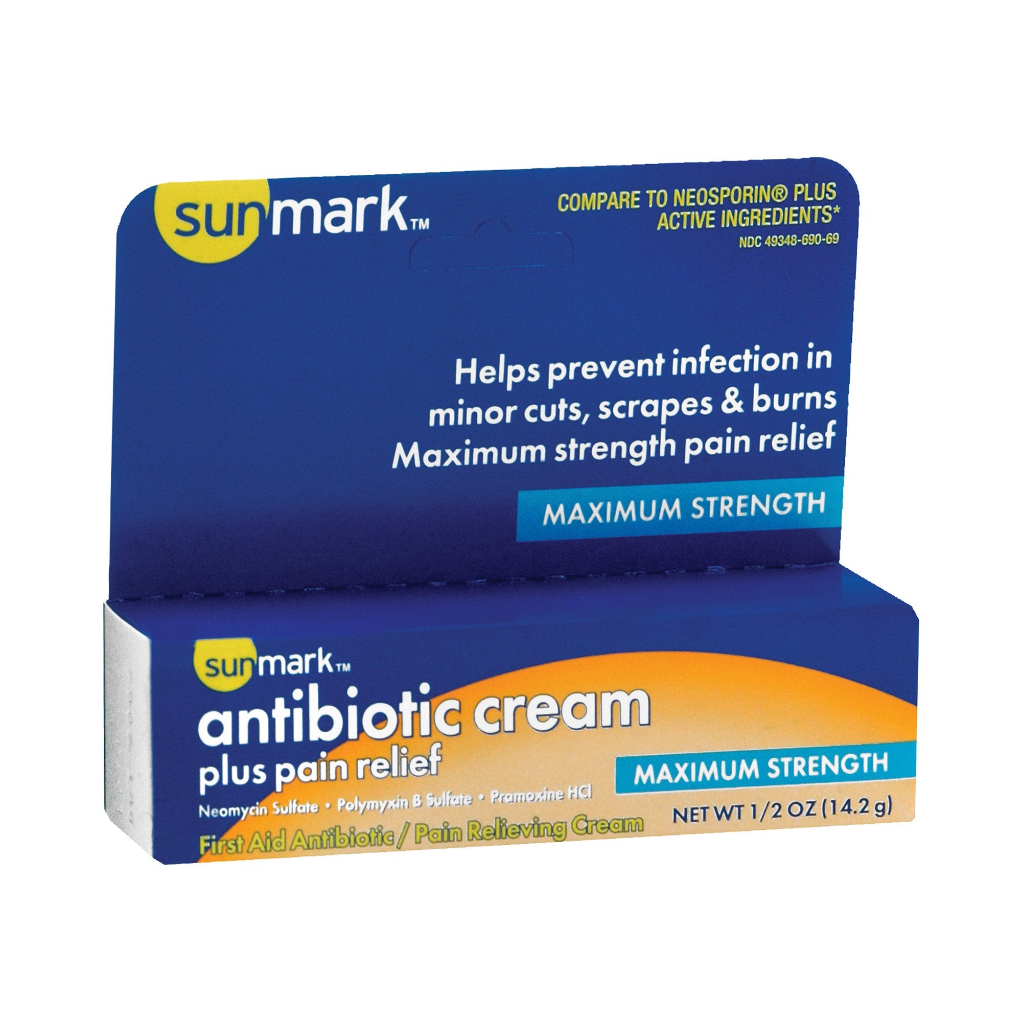 sunmark® Neomycin Sulfate / Polymyxin B Sulfate / Pramoxine First Aid Antibiotic with Pain Relief, 0.5 oz. Tube