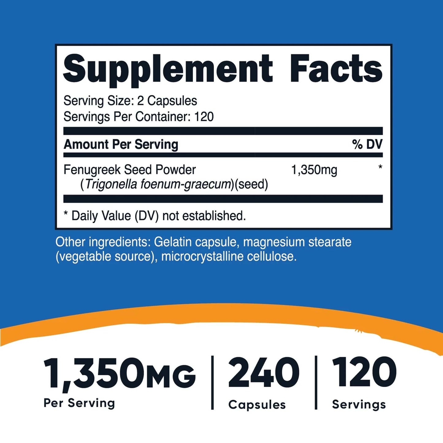 VITAMIN, CAP FENUGREEK 1350MG (240/BT 12BT/CS)