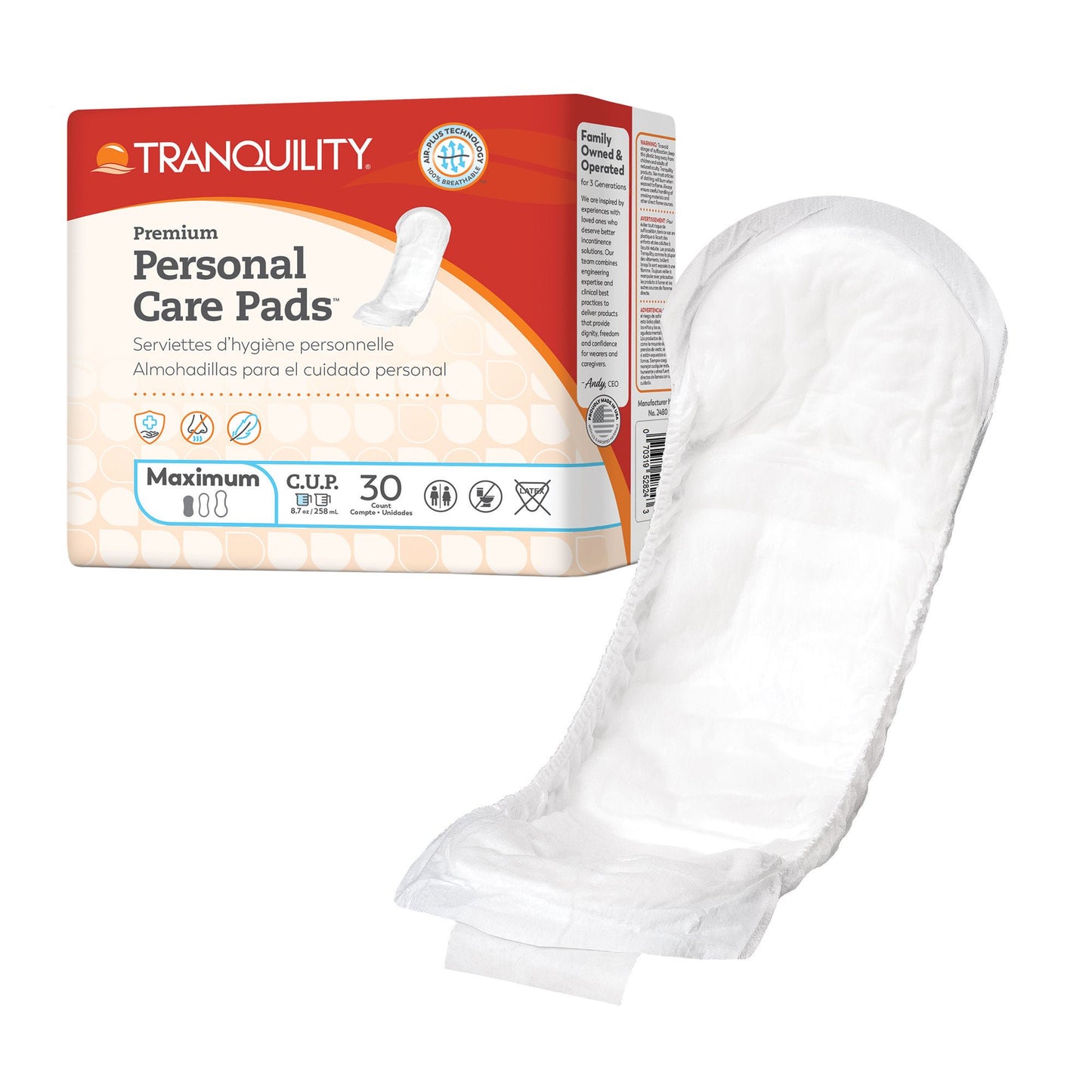 PAD, INCONT TRANQUILITY MAXIMUM DISP (30/BG 4BG/CS)