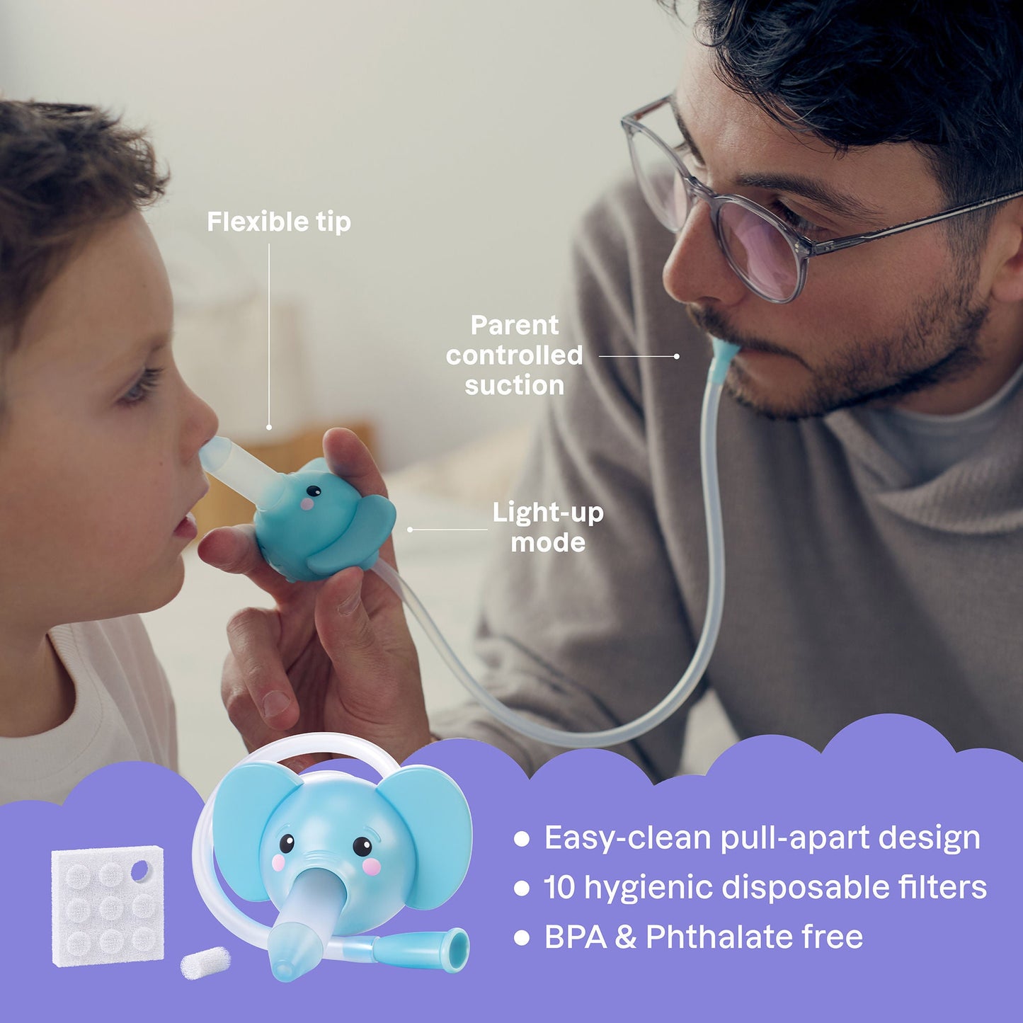 ASPIRATOR, NASAL LIGHT-UP ELEPHANT (12/CS)