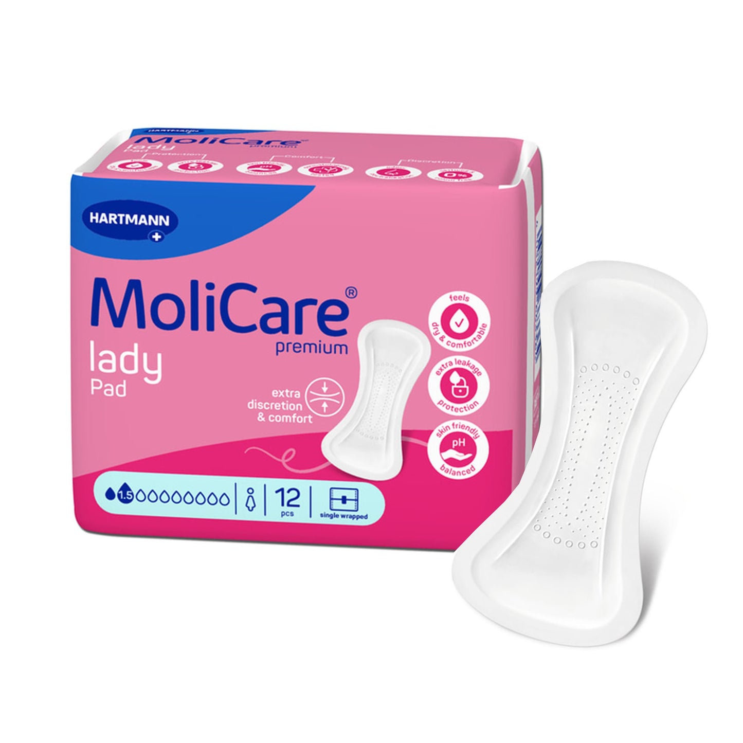 PAD, INCONT PREM LADY MOLICARE1.5 DROPS (12/BG 16BG/CS)