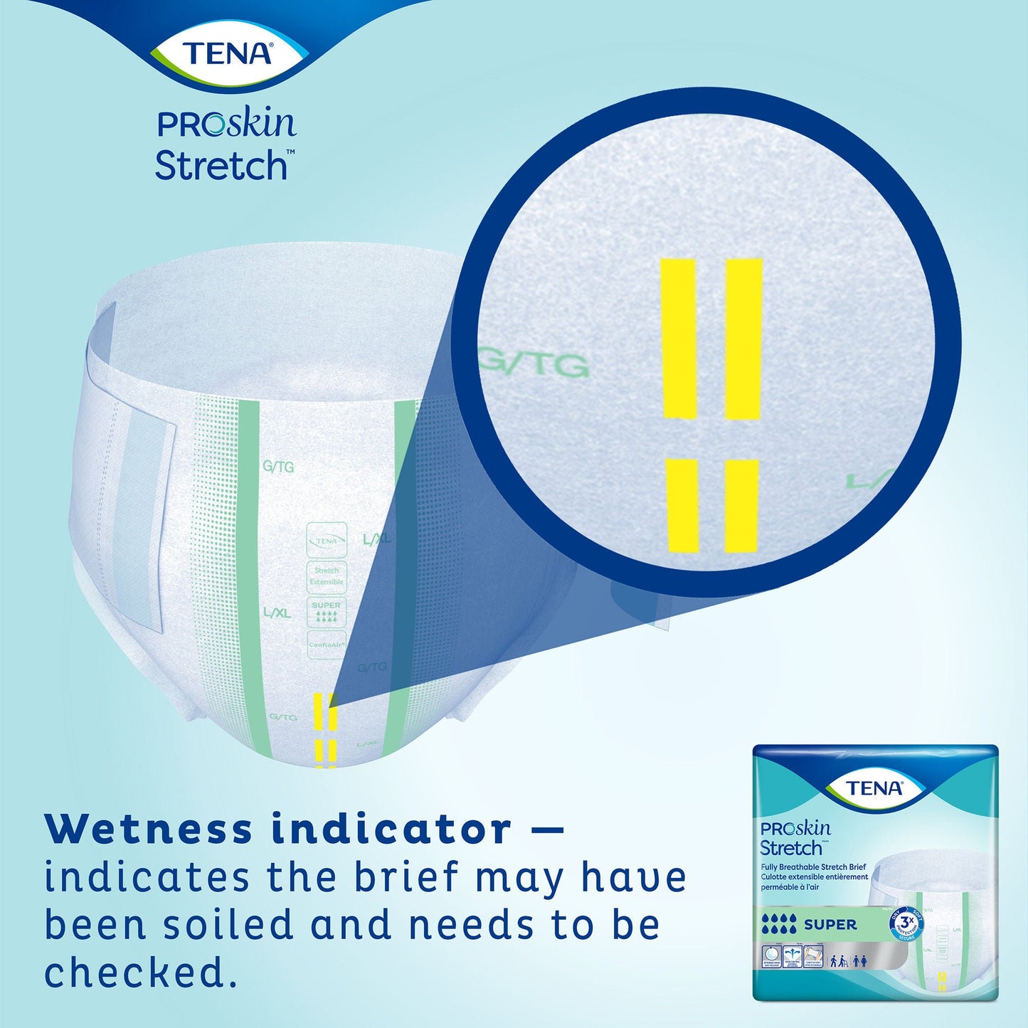 BRIEF, TENA SUPER STRCH LG/XLG(28/BG 2BG/CS) SCAPER