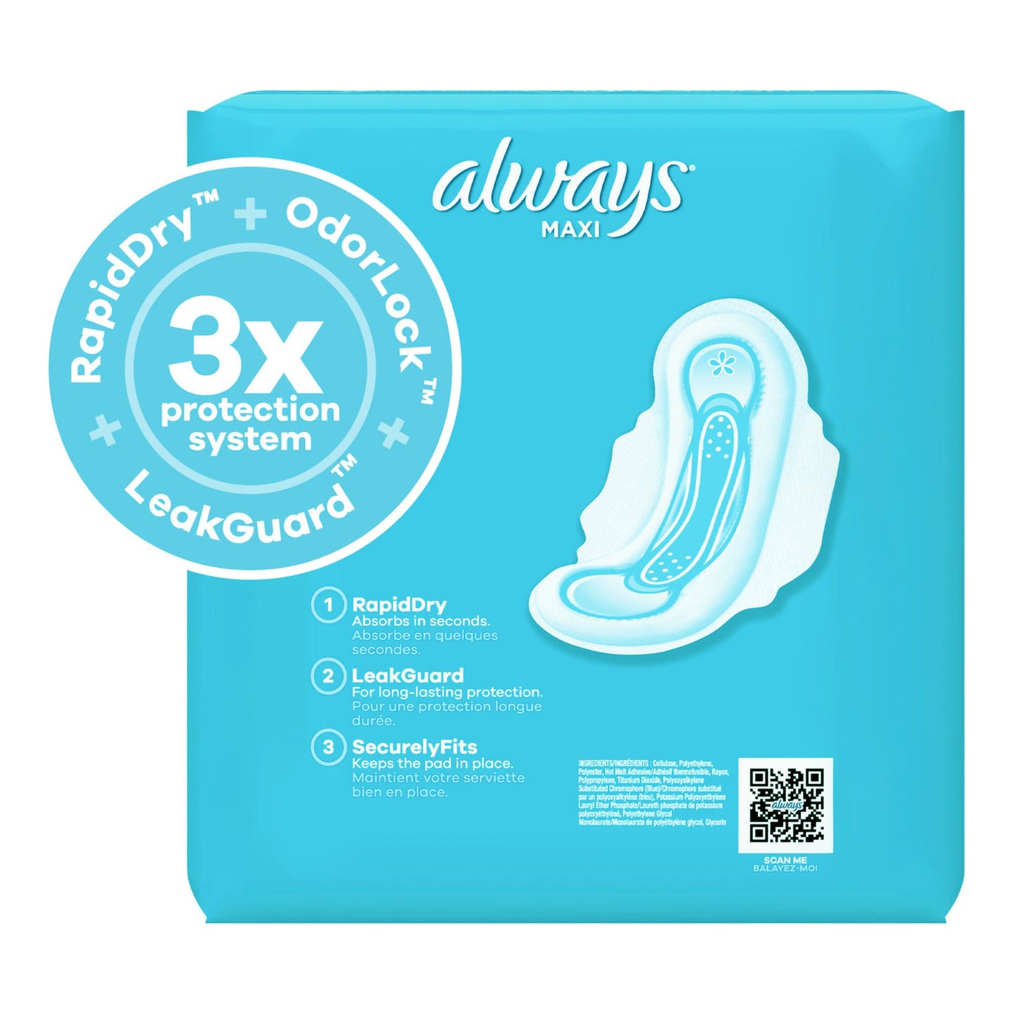 PAD, ALWAYS MAXI W/FLEXI-WINGSJUMBO SZ3 (33/PK)