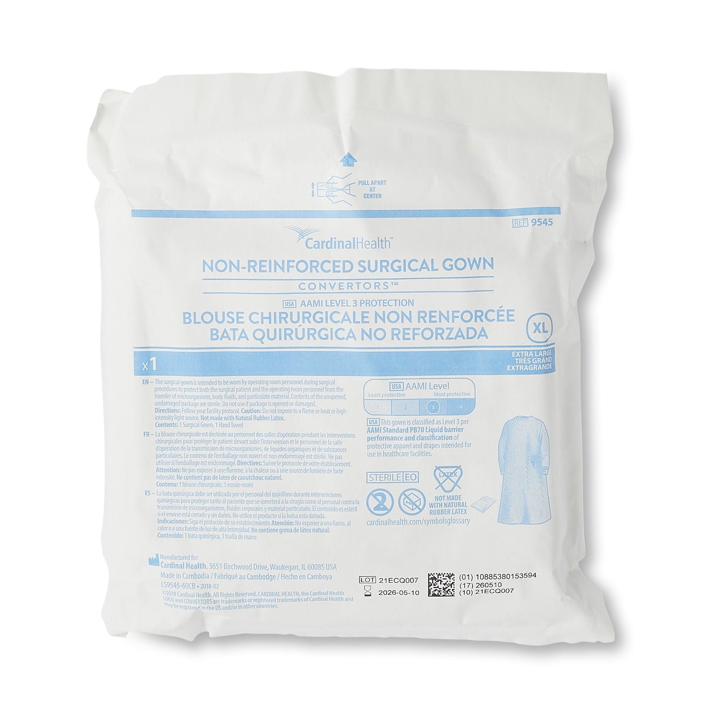 GOWN, SURG UNREINF A9545 XLG (20/CS)