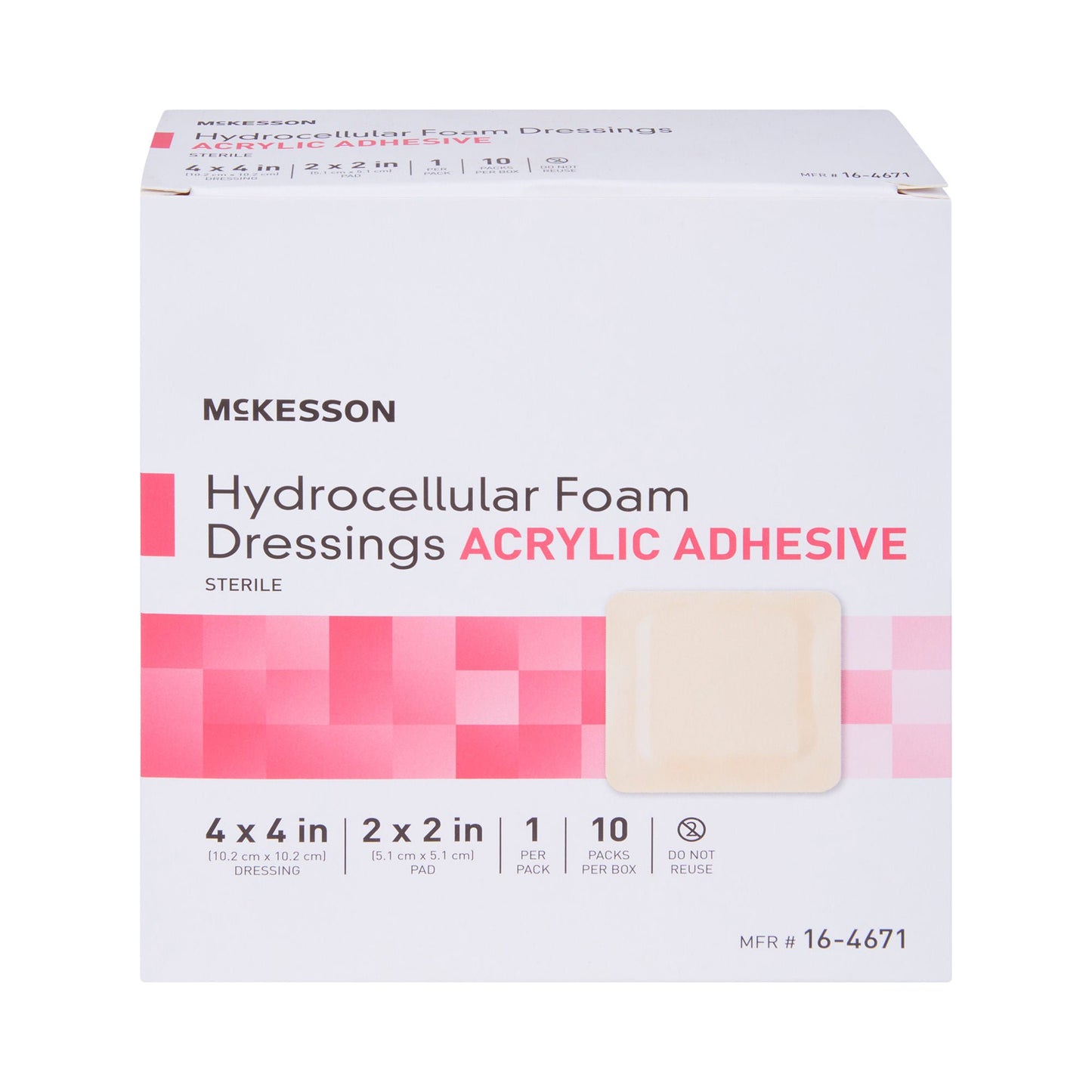 DRESSING, HYDROCELLULAR ADH STR FOAM 4"X4" (10EA/BX 10BX/CS)