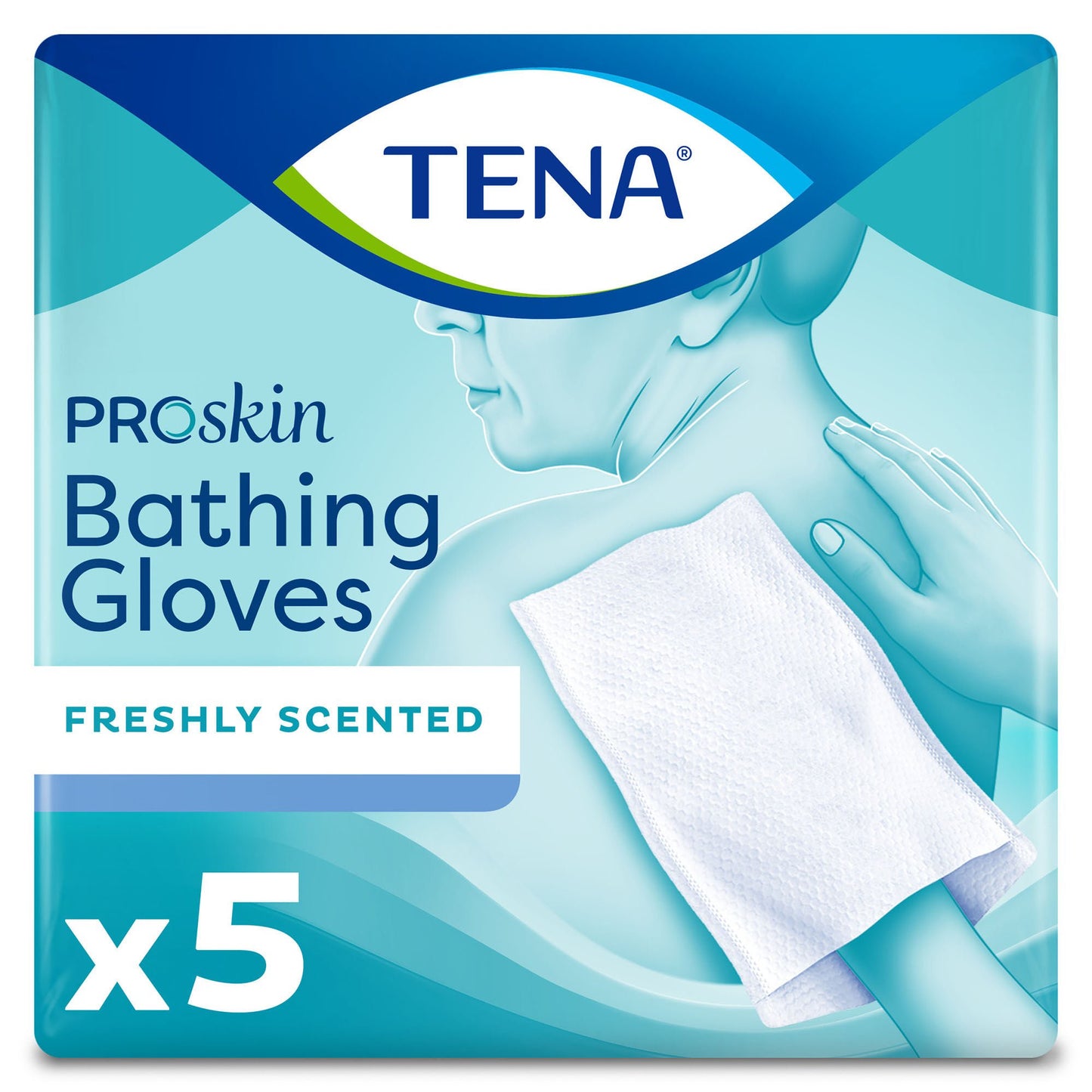 GLOVE, BATHING PROSKIN TENA SCENTED (5/PK 45PK/CS)