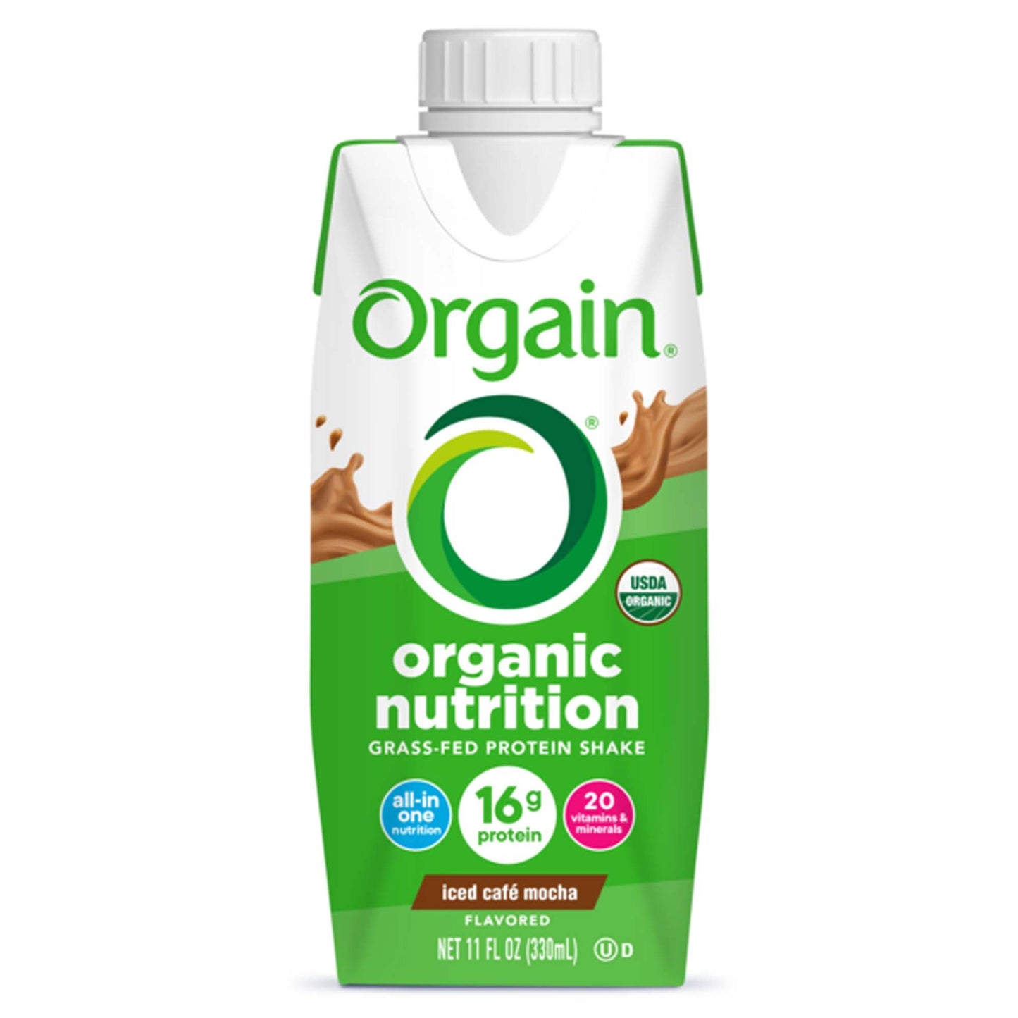 SHAKE, NUTRTN ORGANIC ORGAIN IICD CAF MOCHA 3X4 330ML (12/CS