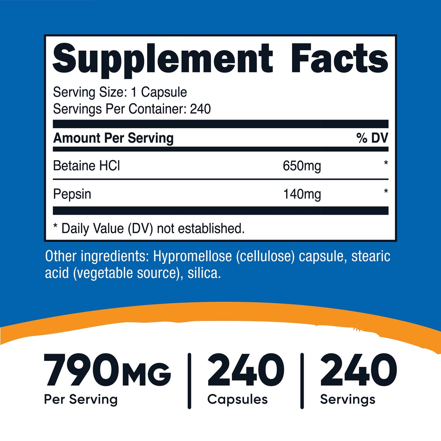 VITAMIN, CAP BETAINE HCL + PE PSIN 790MG (240/BT 12BT/CS)
