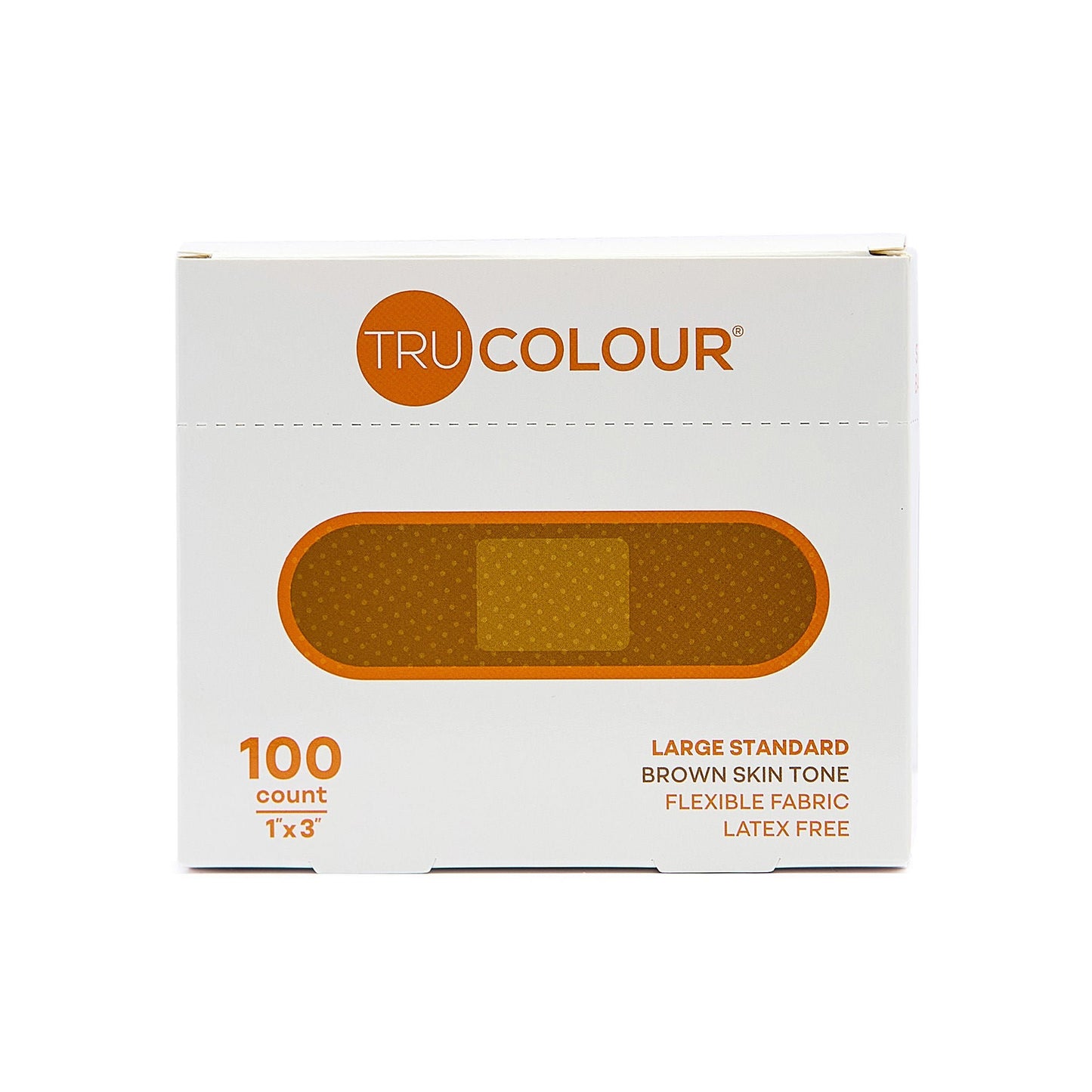 BANDAGE, STD ADH LF BRN SKIN TONE ORG BX 1X3" (100/BX 12BX/C