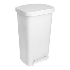 WASTECAN, STEP-ON RECTGL PLAS WHT 52QT