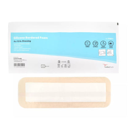 DRESSING, SIL BORDER 5LAYER ADH STR 4"X12" (5/BX 5BX/CS)