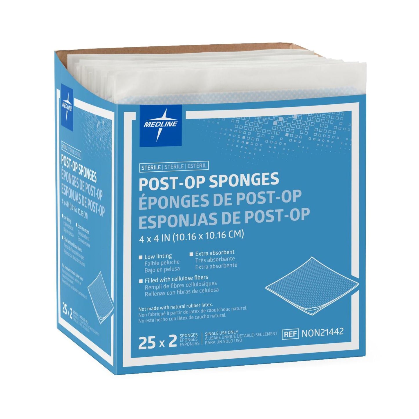 SPONGE, GAUZE POST-OP STR LF 4"X4" (2/PK 25PK/BX 24BX/CS)