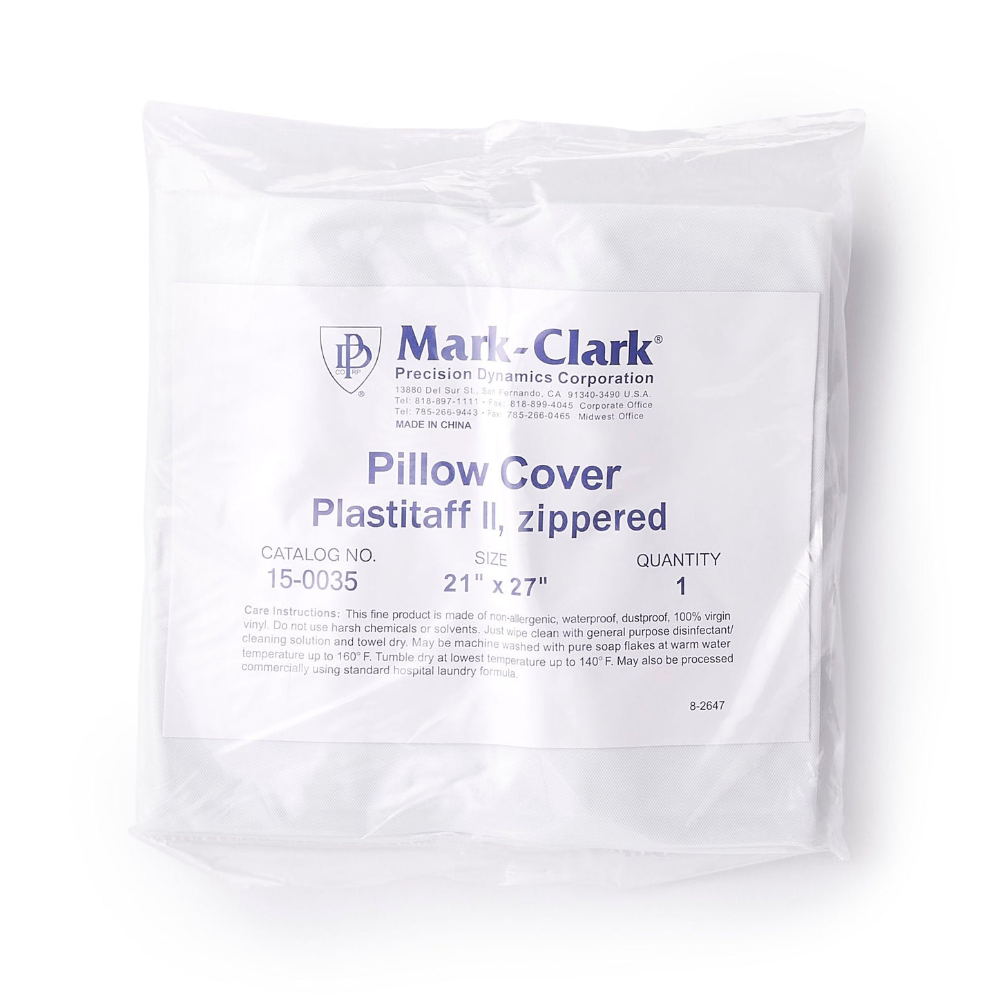 COVER, PILLOW ZIPPER 21"X27" 4MIL WHT (12/CS) PREDYN