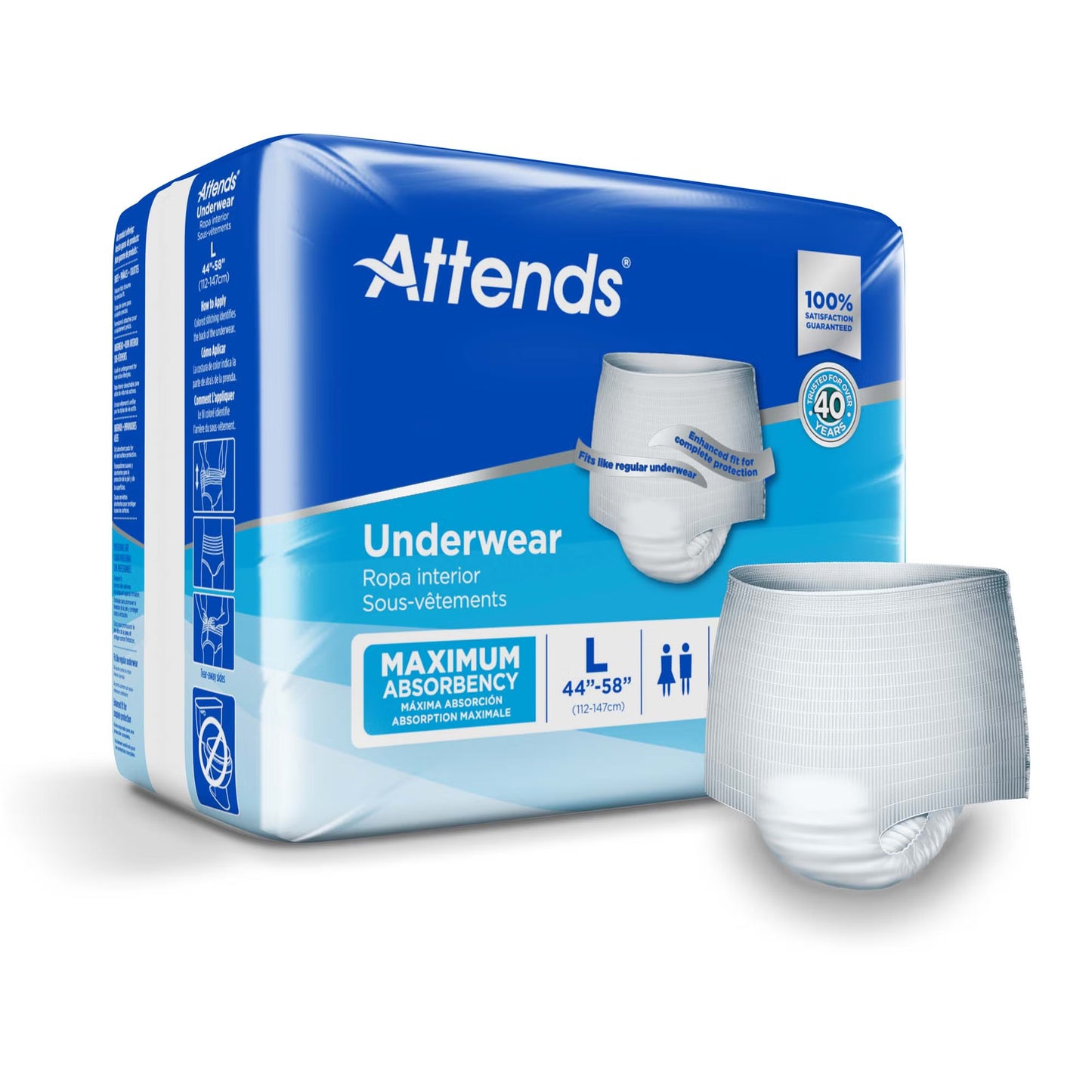 UNDERWEAR, ATTENDS MAX ABSRB LG (18/BG 4BG/CS)