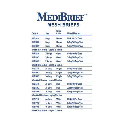 BRIEF, MEDIBRIEF MESH 74" WAIST WAISTBAND (50/BG)