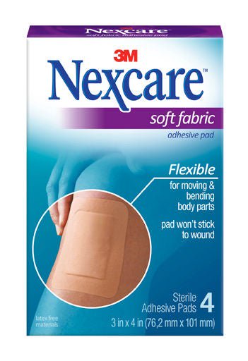 PAD, ADH NEXCARE SOFT FABRIC 3"X4" (4/PK 12PK/BX)