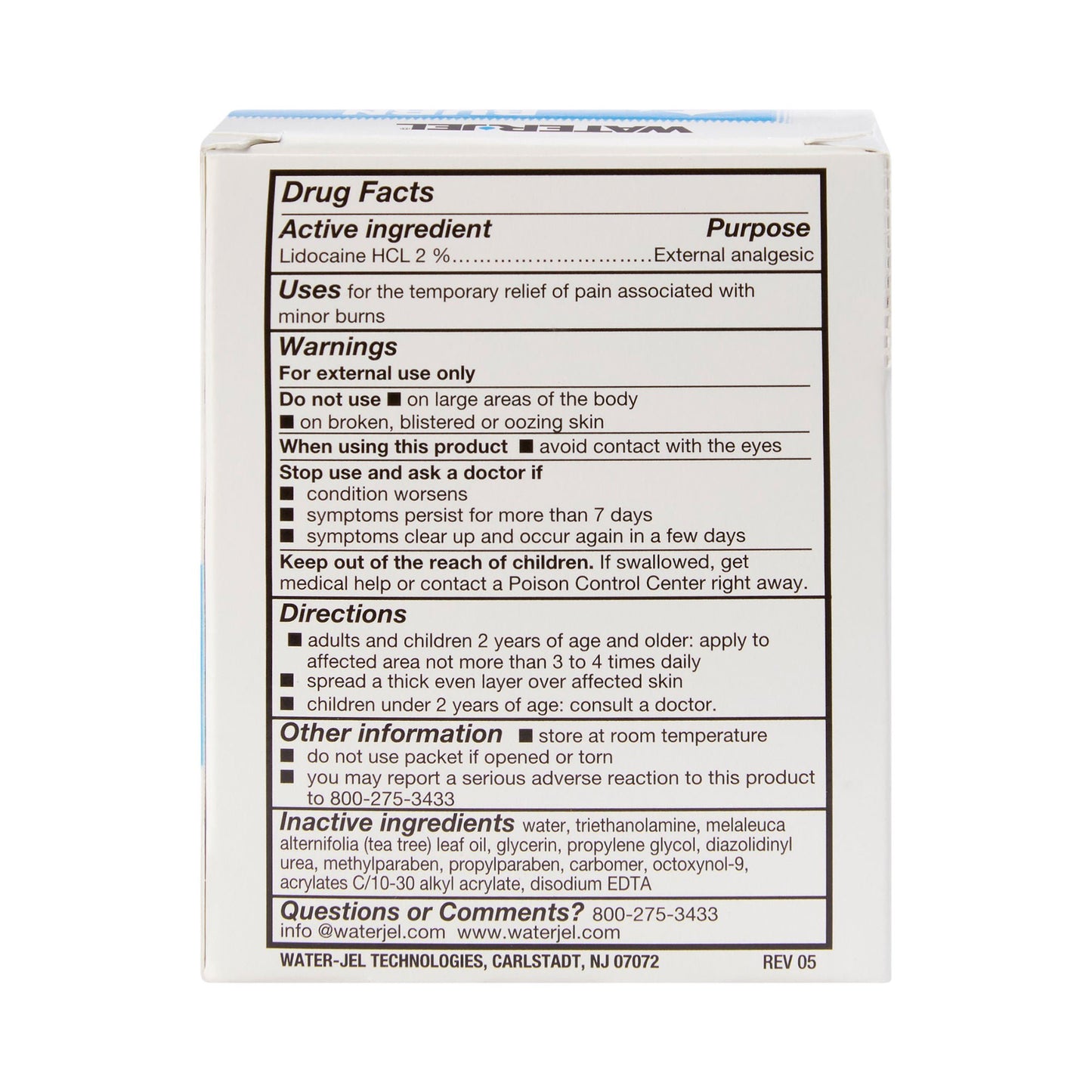 GEL, BURN WATERJEL 1/8 OZ PKT (25/BX 24BX/CS)