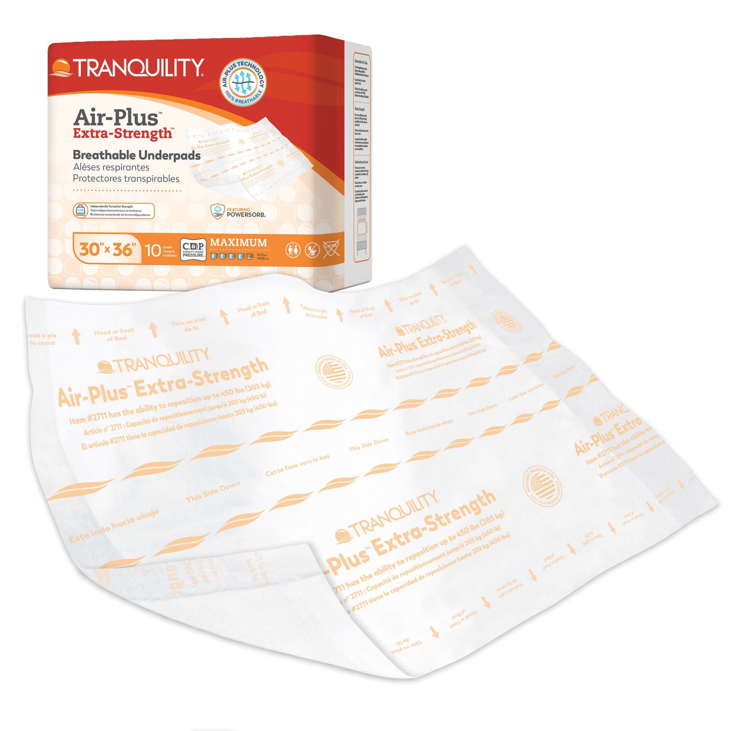 UNDERPAD, INCONT TRANQUILITY AIR-PLUS 30"X36" (10/BG 4/CS)