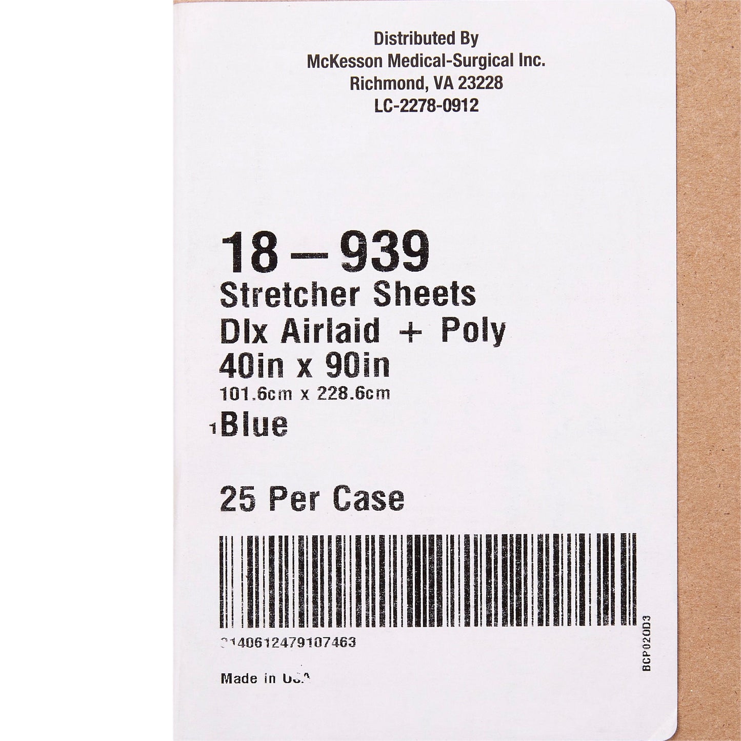 SHEET, STRETCHER AIRLAID/POLY BLU 40X90 (25/CS)