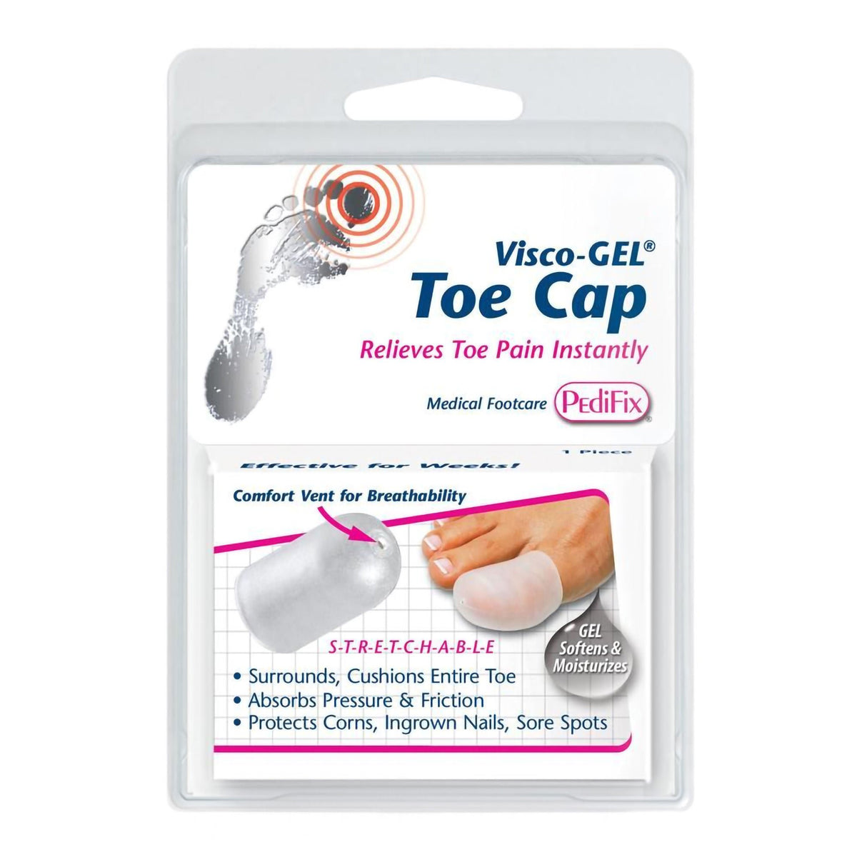 TOE CAP, VISCO-GEL ALL GEL SM/MED (1/PK)