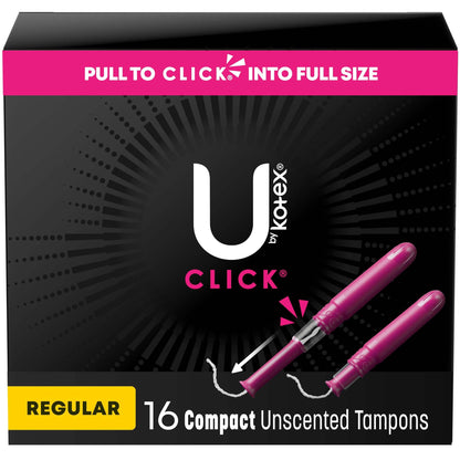 TAMPON, U BY KOTEX CLICK SUPERPREM REG ABSRB (16/PK 8PK/CS)