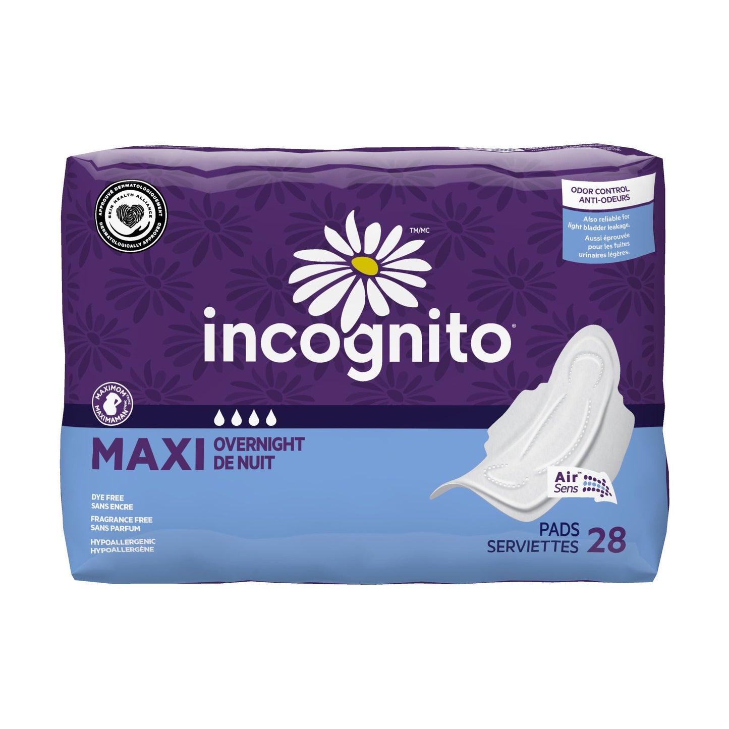 PAD, MAXI WING INCOGNITO OVERNIGHT (28/PK 4PK/CS)