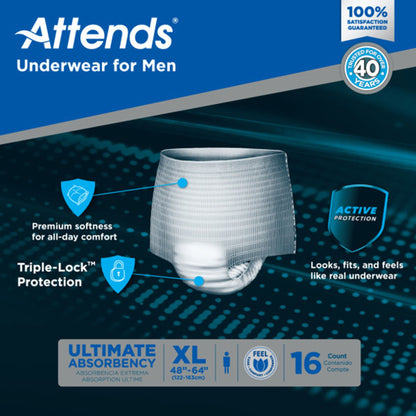 UNDERWEAR, MENS MODERATE HEAVYXLG 48"-64" (16/BG 4BG/CS)