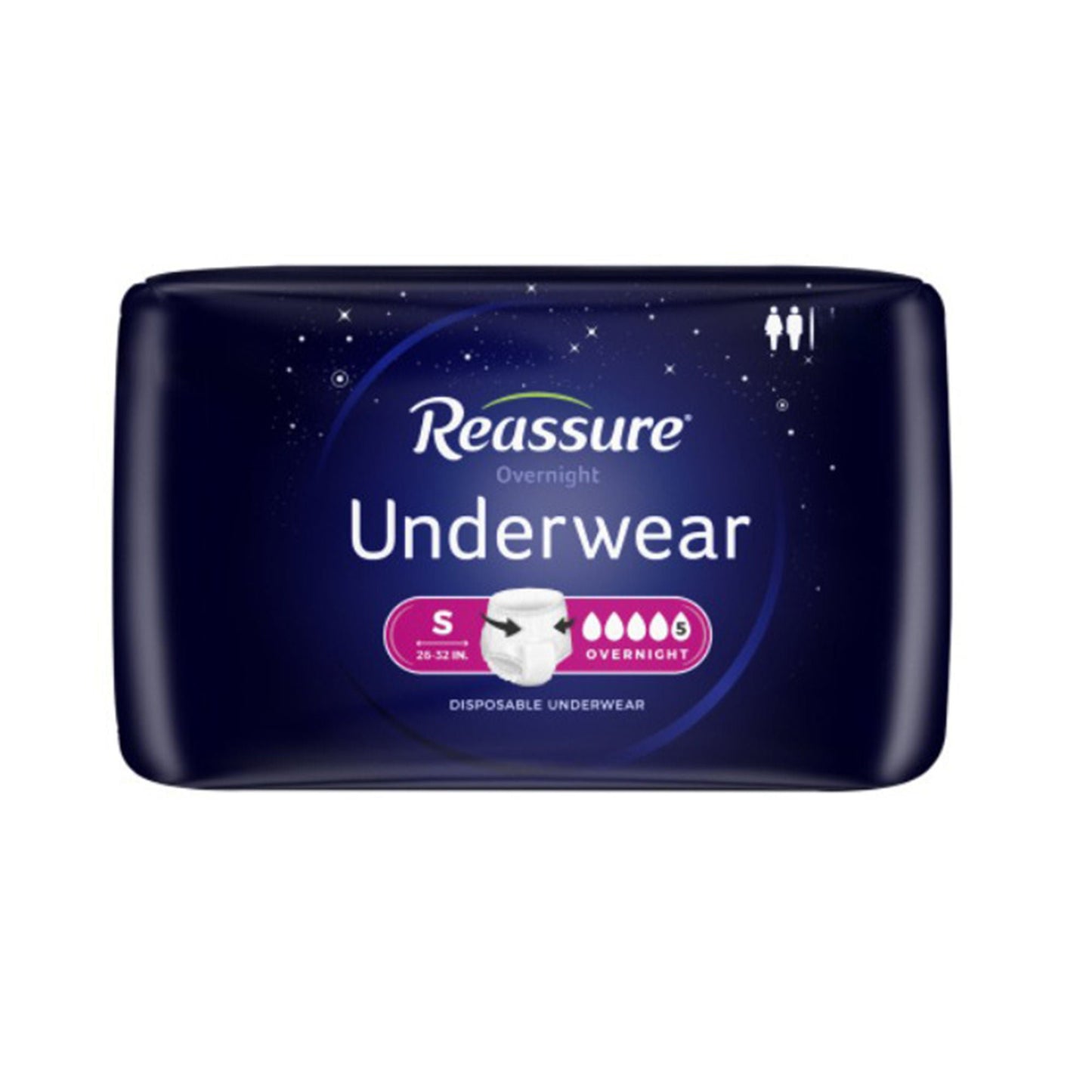 UNDERWEAR, INCONT REASSURE OVRNGHT XSM (22/BG 4BG/CS)