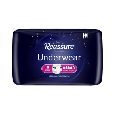 UNDERWEAR, INCONT REASSURE OVRNGHT XSM (22/BG 4BG/CS)