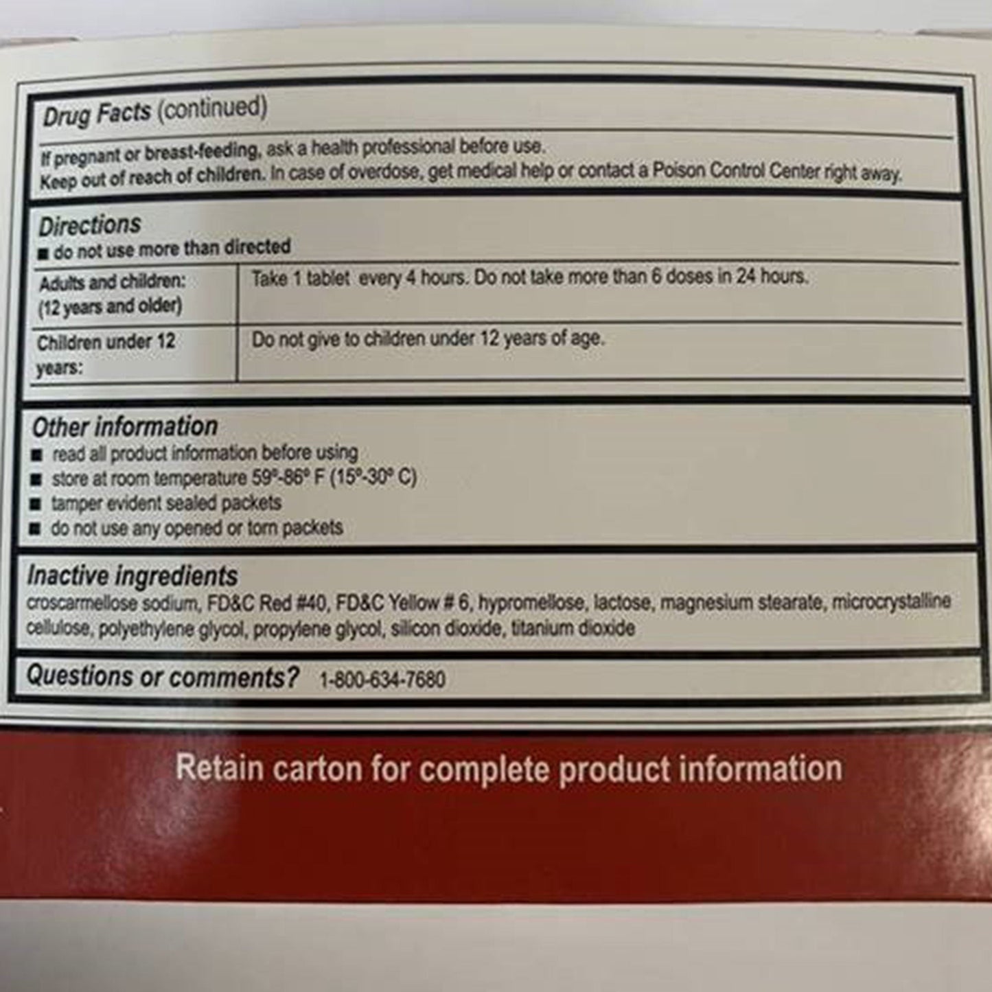 SINUS RELIEF, TAB 10MG (100/BX24BX/CS)
