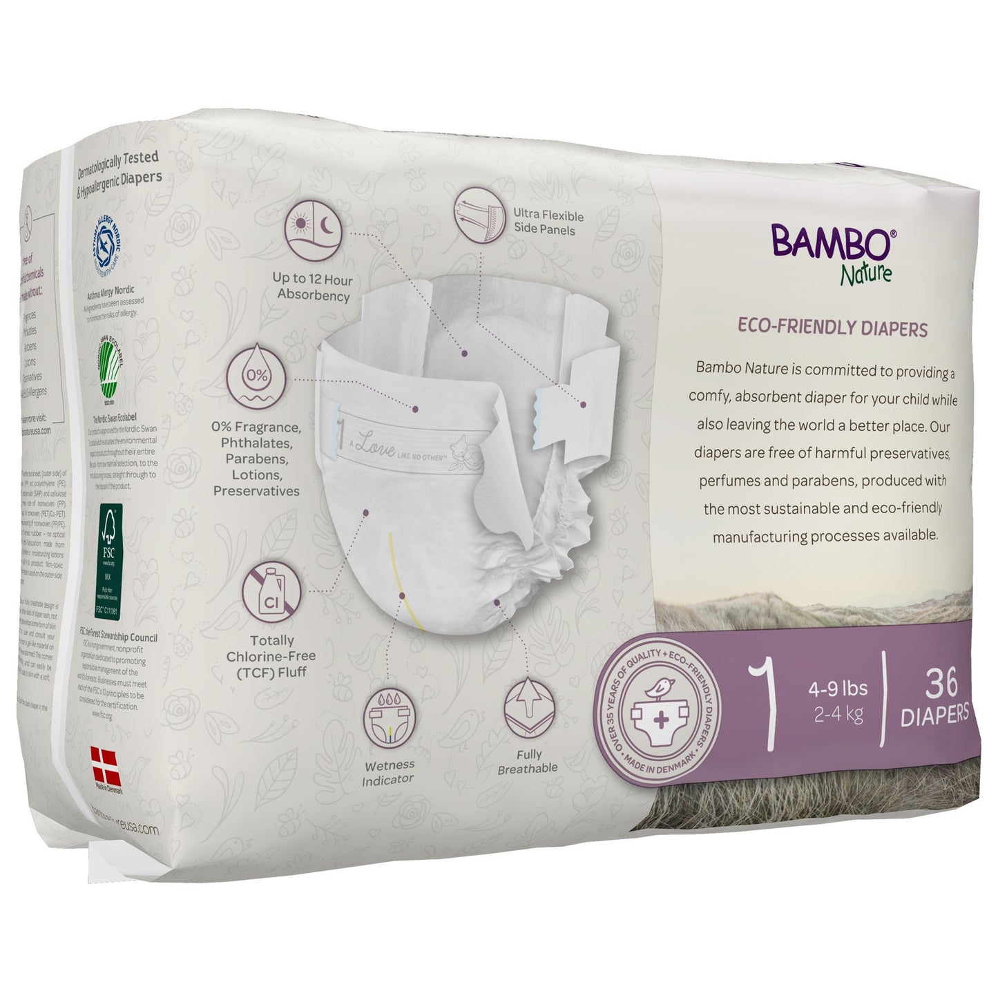 DIAPER, BABY BAMBO NATURE SZ1 (36/BG 6BG/CS)
