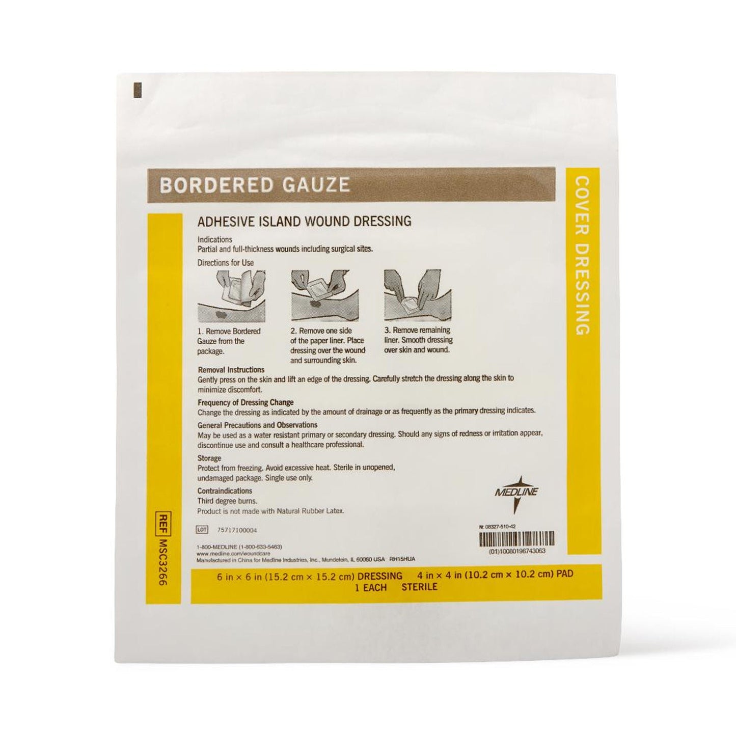 GAUZE, BORDERED STR 6"X6" (15/BX 10BX/CS)